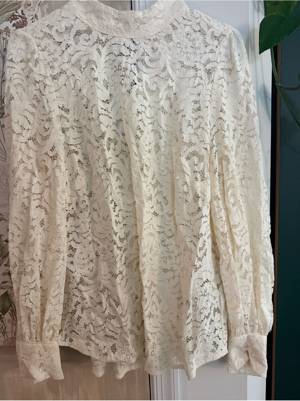 Ivory Lace Long-Sleeve Skirt